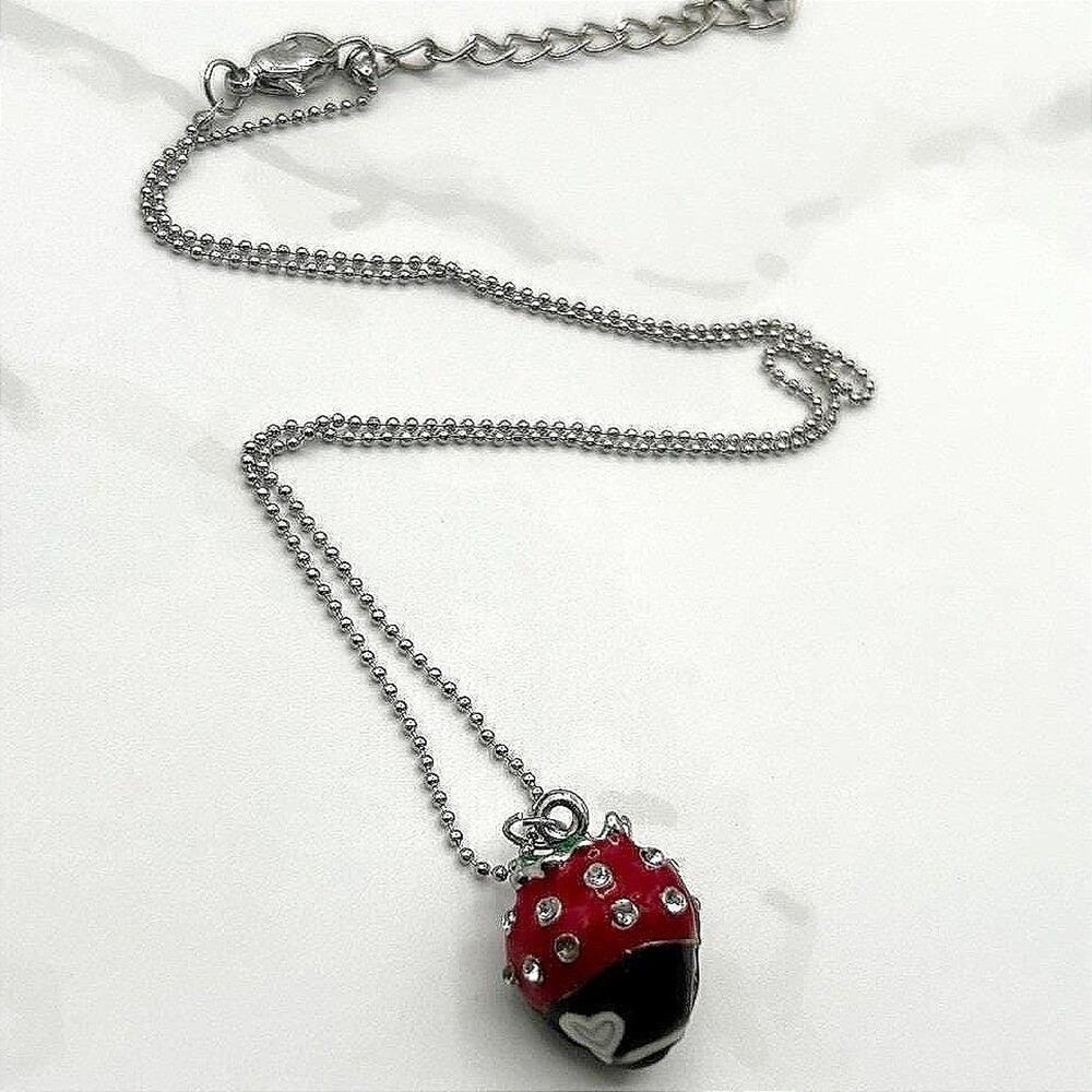 Chocolate Covered Strawberry Pendant Necklace 21in Kawaii Cute Y2K Sweet